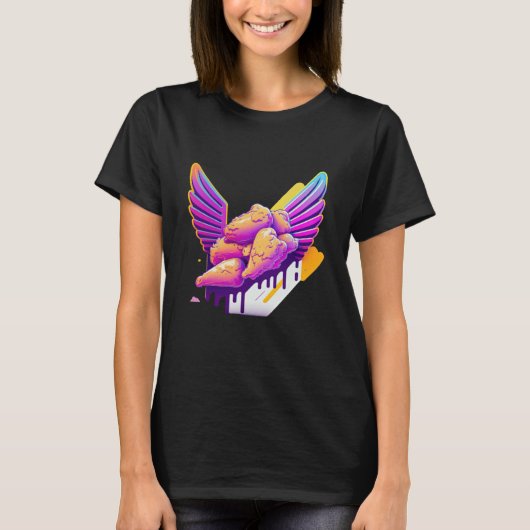 T-shirt Chicken Wings Synthwave 80s Retrowave Aesthetic (Devant)