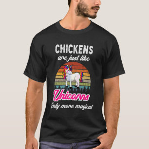 T-shirt Chickens Retro Unicorn Vintage Sunset