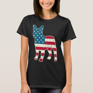 T-shirt Chien 4 juillet Chien Hommes USA American Fl