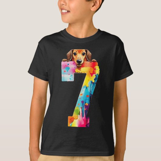 T-shirt Chien 7 Ans Anniversaire Teckel (Devant)