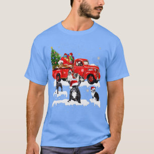 T-shirt Chien à cheval Français Camion Rouge Noël Joyeux N