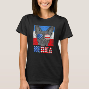 T-shirt Chien à chien français Usa 4 juillet Drapeau améri
