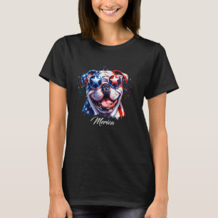 T-shirt Chien à chiens anglais USA Flag Independence Day 4