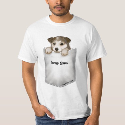 T-shirt Chien à chiot de poche (Devant)