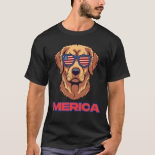 T-shirt Chien à drapeau américain cool - vêtement de fête