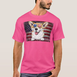 T-shirt Chien à drapeau américain de corgi patriotique1251