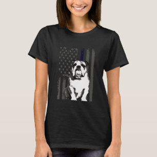T-shirt Chien à drapeau américain de la ligne bleue minc