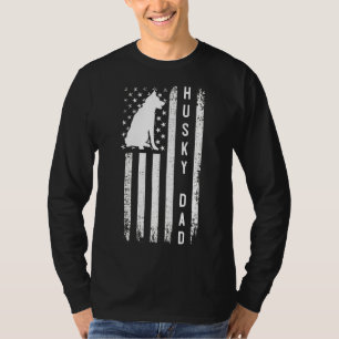T-shirt Chien à drapeau américain Husky Papa