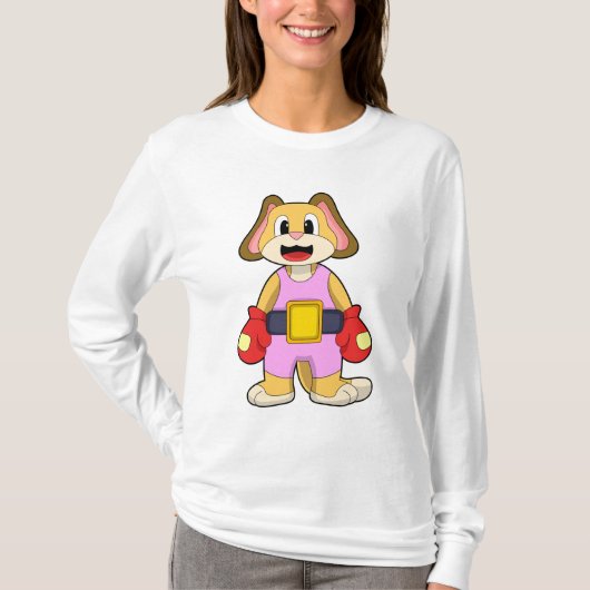 T-shirt Chien à la boxe avec gants de boxe (Devant)