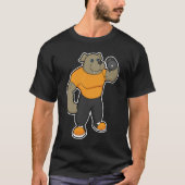 T-shirt Chien à la condition physique avec Dumbbell (Devant)