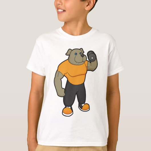 T-shirt Chien à la condition physique avec Dumbbell (Devant)