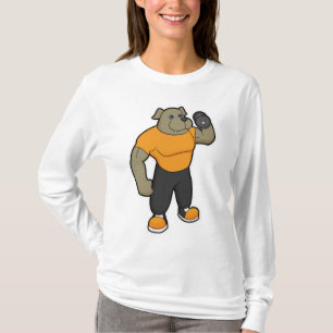 T-shirt Chien à la condition physique avec Dumbbell