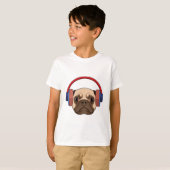 T-shirt Chien à la musique avec casque (Devant entier)