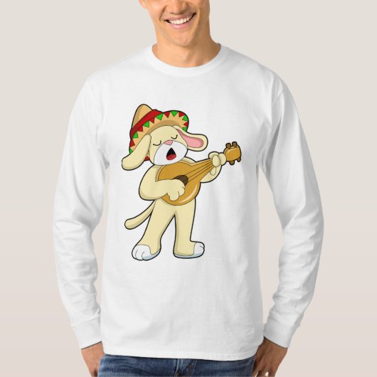T-shirt Chien à la musique avec guitare (Devant)