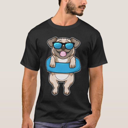 T-shirt Chien à la natation avec anneau de natation (Devant)
