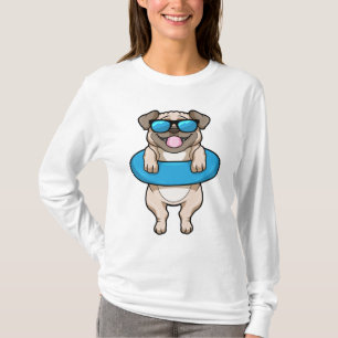 T-shirt Chien à la natation avec anneau de natation