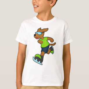 T-shirt Chien à Patinage sur glace avec lunettes