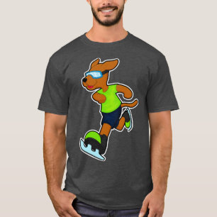 T-shirt Chien à Patinage sur glace avec lunettes