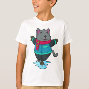 T-shirt Chien à Patinage sur glace avec patins sur glace e