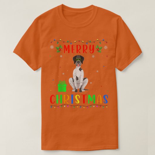 T-shirt Chien à pointer allemand clair Noël (Design devant)