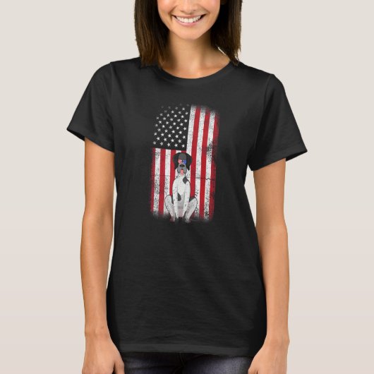 T-shirt Chien à pointer germanique American Flag Fourt (Devant)