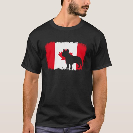 T-shirt Chien à taureaux français Canada Drapeau canadien (Devant)