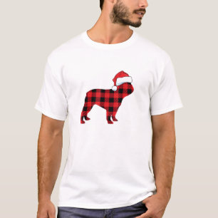 T-shirt Chien à taureaux français de Noël Chapeau rouge de