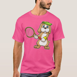 T-shirt Chien à Tennis avec Casquette de raquette de tenni