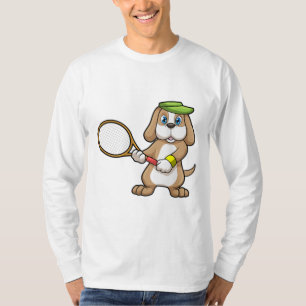 T-shirt Chien à Tennis avec raquette de tennis & Casquette