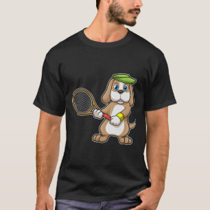 T-shirt Chien à Tennis avec raquette de tennis & Casquette