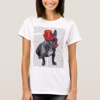 Chien à tête rouge avec chapeau rouge et moustache