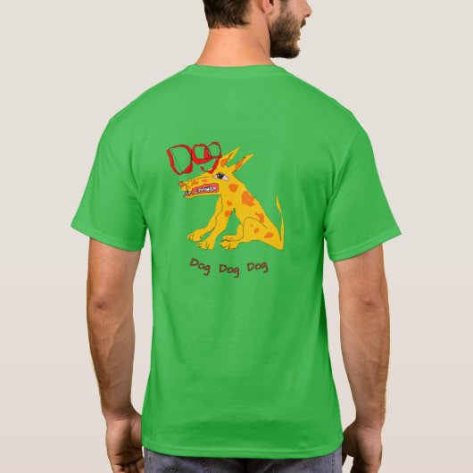 T-Shirt CHIEN Abstrait mignon Chien Jaune Design (Dos)