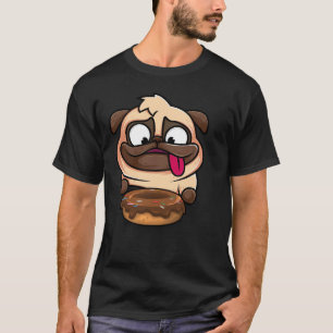 T-shirt Chien affamé, Carlin, Amour, Manger, Donut, Mignon