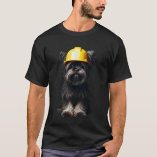 T-shirt Chien Affenpinscher Casque de Chantier Jaune Trava