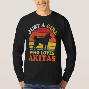 T-shirt Chien Akita Vintage Juste Une Fille Qui Aime Les A