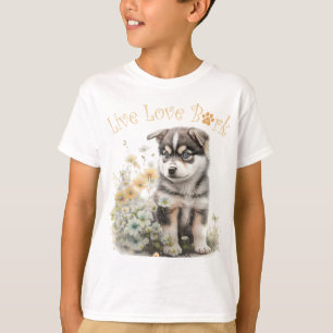 T-shirt Chien Alaskan Malamute Floral Mignon