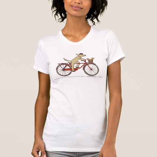 T-shirt Chien allant à vélo avec l'écureuil - conception (Devant)
