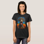 T-shirt Chien allemand Pointeur cheveux Halloween Citrouil (Devant entier)