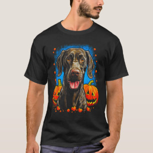 T-shirt Chien allemand Pointeur cheveux Halloween Citrouil