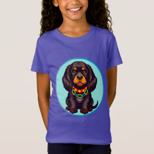 T-Shirt Chien animé mignon avec collier