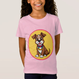 T-Shirt Chien animé mignon avec collier