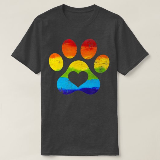T-shirt Chien arc-en-ciel Empreinte de patte drapeau LGBTQ (Design devant)