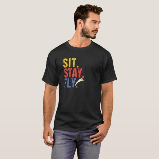 T-shirt Chien assis Rester Fly Chien 5 (Devant entier)