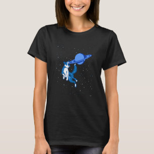 T-shirt Chien attrape Saturne comme Frisbee Space Astronom