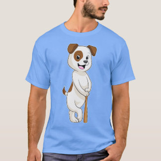 T-shirt Chien au Baseball avec Batte de Baseball