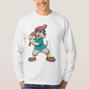 T-shirt Chien au baseball avec batte de baseball