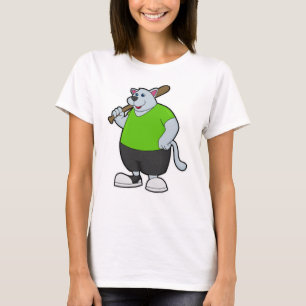 T-shirt Chien au baseball avec batte de baseball