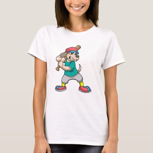 T-shirt Chien au baseball avec batte de baseball (Devant)