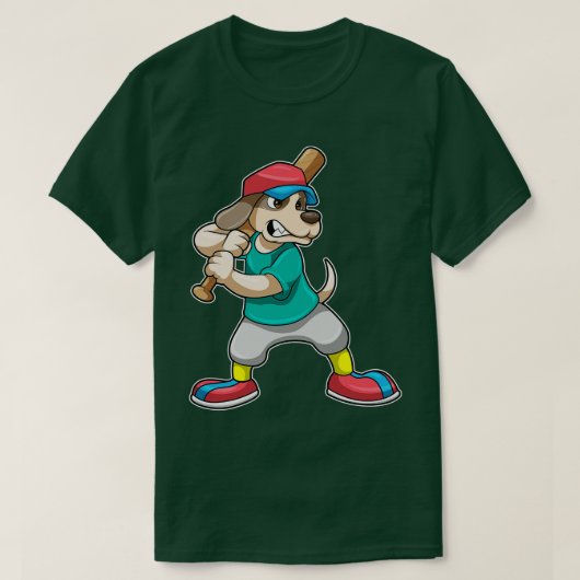 T-shirt Chien au baseball avec batte de baseball 1 (Design devant)