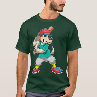 T-shirt Chien au baseball avec une batte de baseball 1